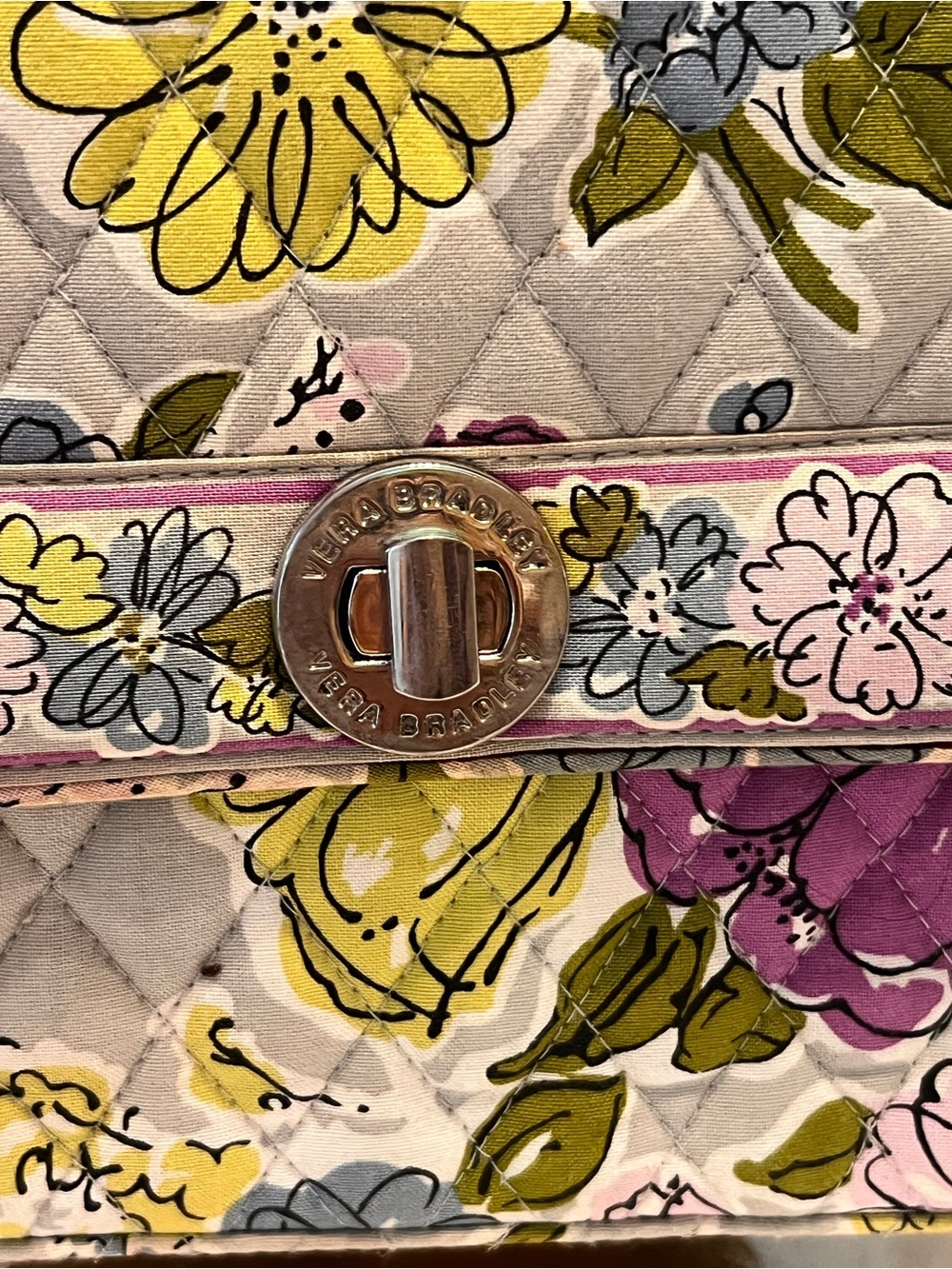 Vera Bradley Quilted Floral Top-Handle Crossbody in Cream, Pink & Yellow - Picture 4 of 13